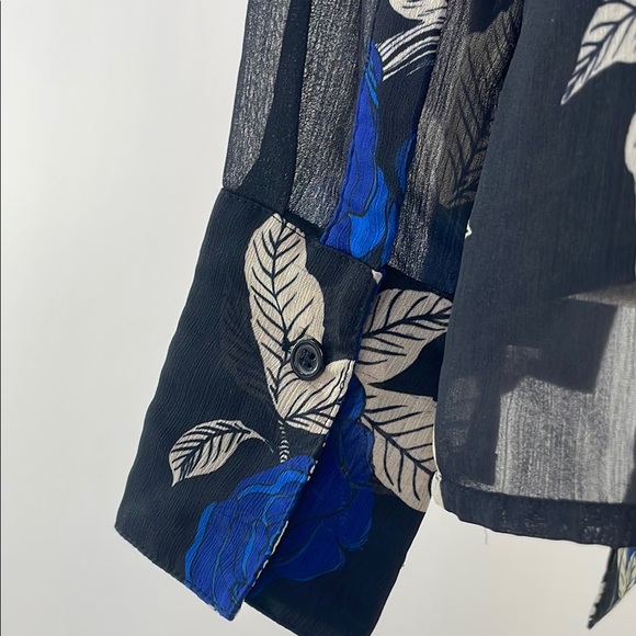 Jason Wu Blue Floral Tie Neck Blouse Size 0 - Picture 11 of 12